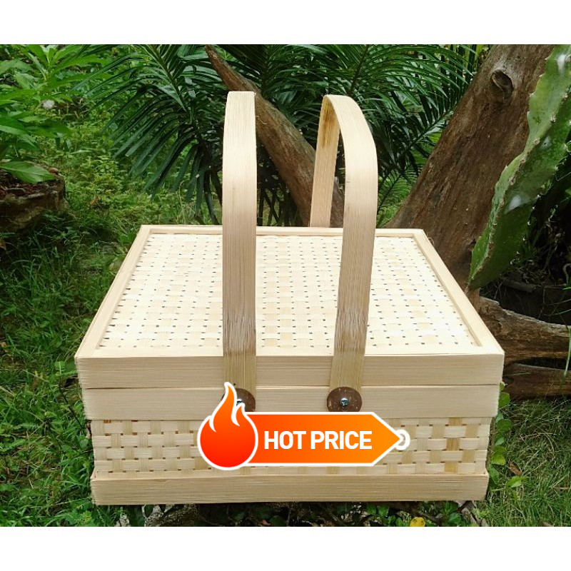 

GROSIR BISA COD READY STOCK....RANTANG BAMBU/ keranjang bambu 25x25cm