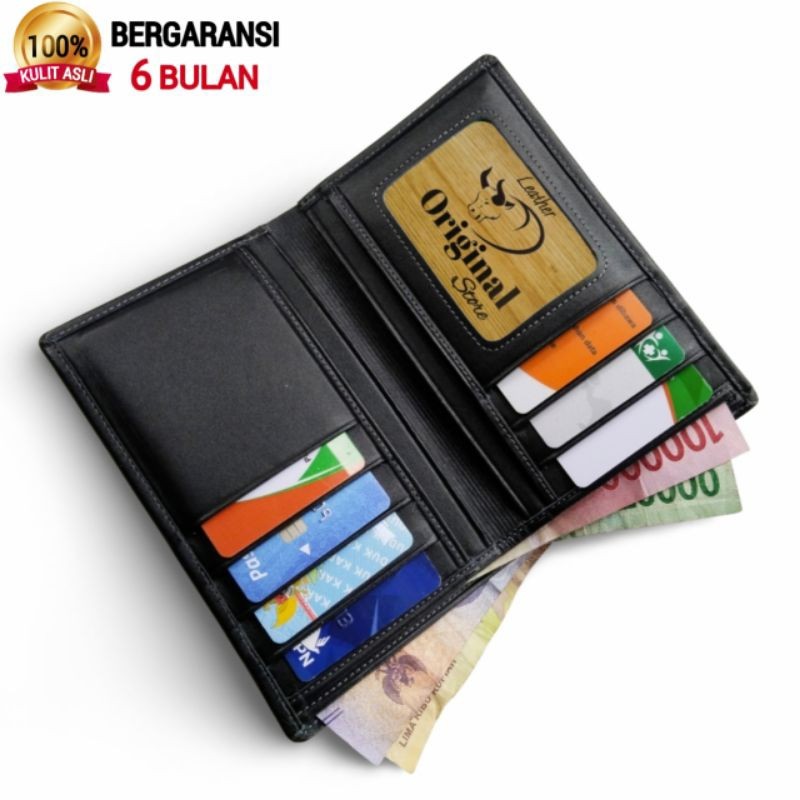 FG45RF Dompet Kulit Pria 3/4 100% ORIGINAL Kulit Asli Tanpa Slot Tengah