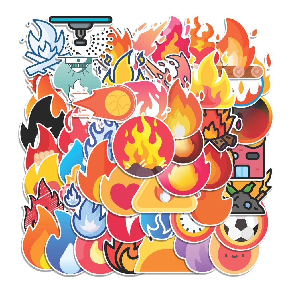 

COD 50 Pcs Stiker Elemen Api (Fire) Lucu Anti Air Untuk Dekorasi Notebook Sepeda Skateboard Handphone