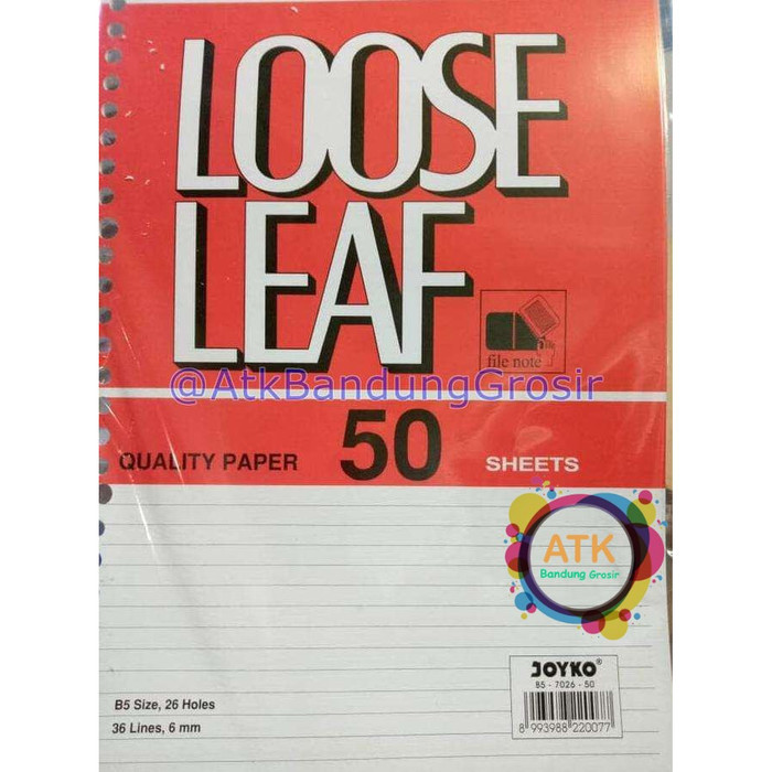 

Loose Leaf Kertas File JOYKO B5 50 Lembar Refill Kertas Binder Grosir