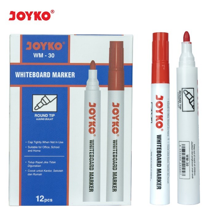 

JOYKO WHITEBOARD MARKER SPIDOL PAPAN TULIS JOYKO WM-28~30 1 BOX 12 PCS - BLACK
