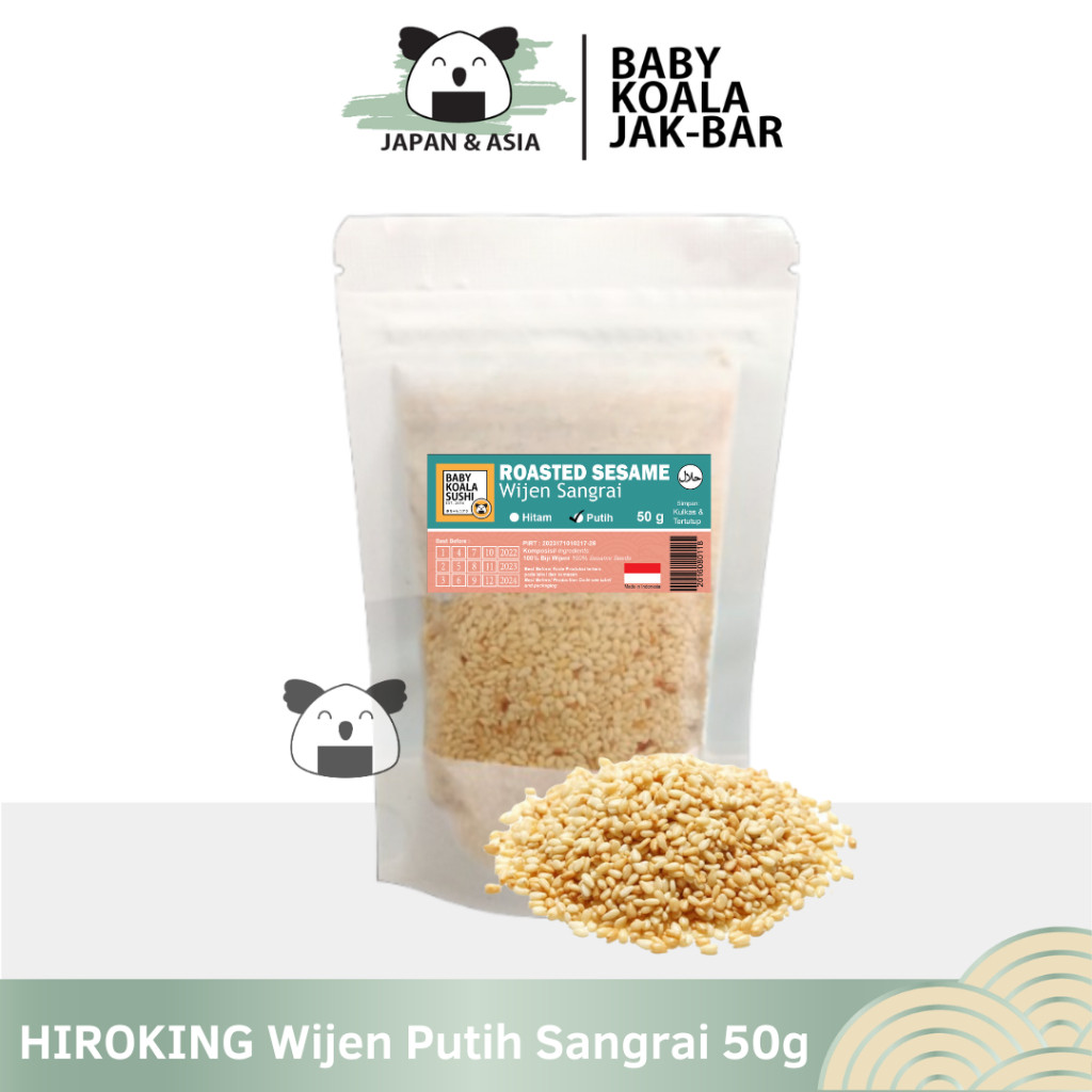 

HIROKING Biji Wijen Putih Sangrai 50 g Halal │ Roasted White Sesame Seed for Sushi Ramen-BKJ