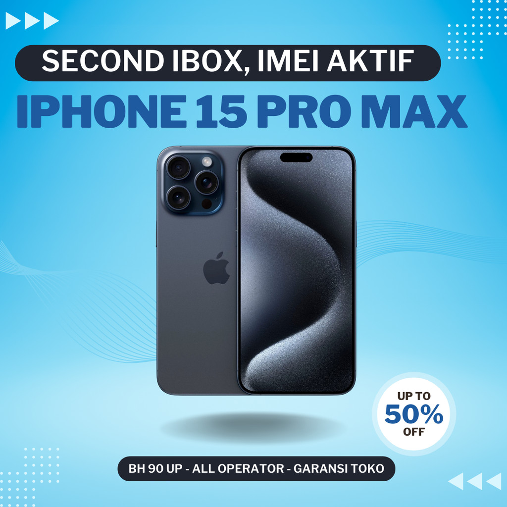 IMEI AKTIF (RESMI) iPhone 15 Pro Max 256GB 512GB 1TB Natural Titanium Promax IBOX - 256GB, Second