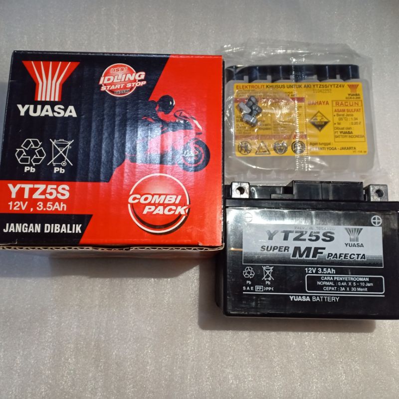 Accu Kering YUASA YTZ5S Untuk motor Suprax125, Karisma, Mio j, Beat, Spin, Vario