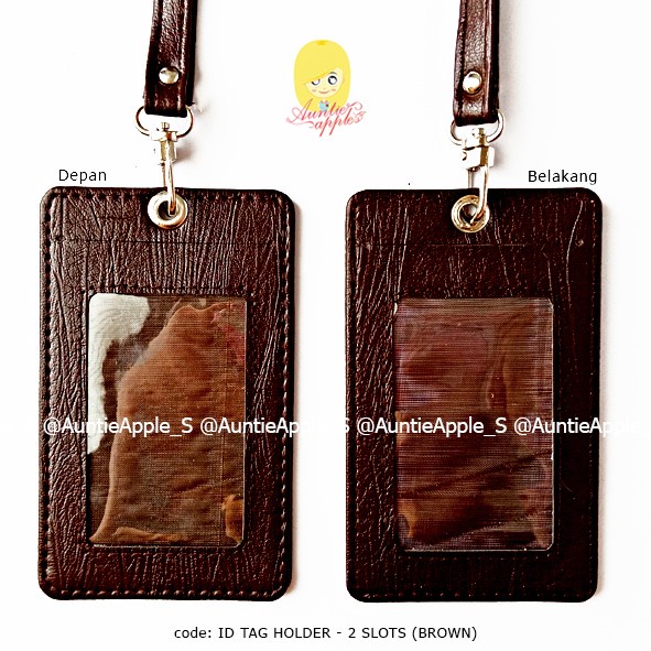

JJN-867 ID TAG HOLDER 2 KARTU/NAME TAG/ID CARD HOLDER LEATHER/TEMPAT ID CARD - Cokelat Tua