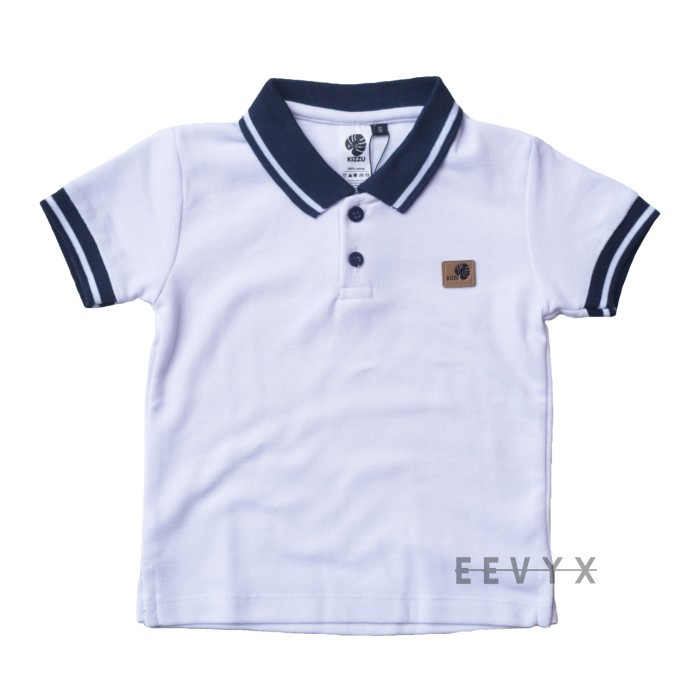 Kizzu Baju Polo Shirt / Kaos Polo Kerah Polos Putih Anak Laki Laki - S
