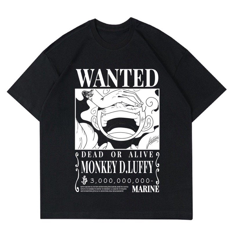 Kaos Luffy Wanted “Gear 5” | T shirt Anime One Piece Monkey D. Luffy | Kaos Luffy Gear 5