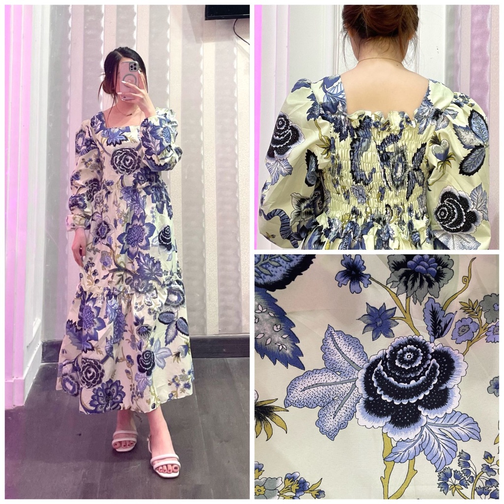 Weijia Fashion Baju Dress Midi Terbaru / YICO DRESS / Dress Murah Motif Bunga / Dres Kekinian / Ootd
