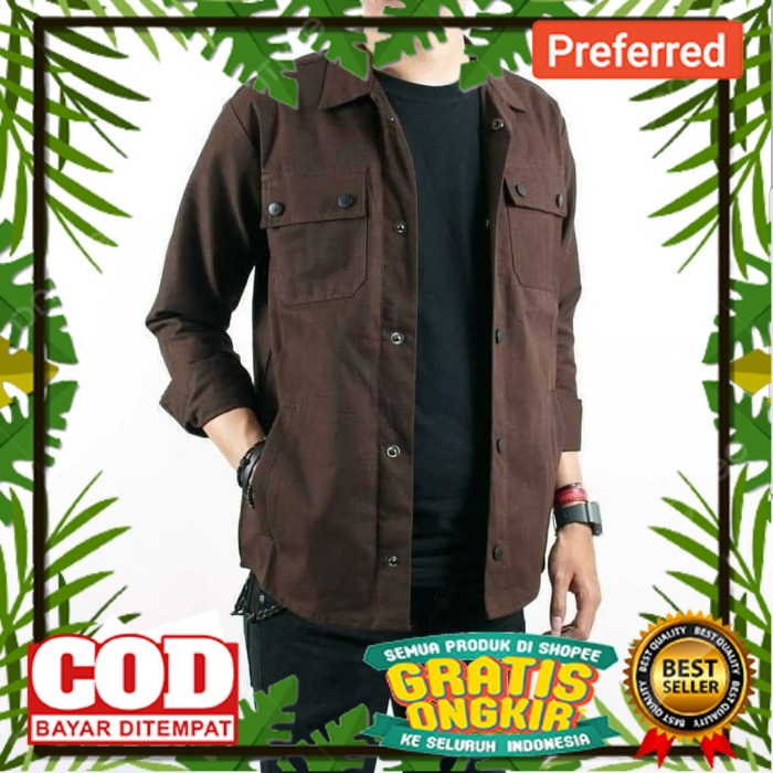 JAKET TRUCKER PROMO TERBATAS MODEL BARU /Trucker Jaket - Jaket Semi Parka Pria - Coklat Tua, XXL