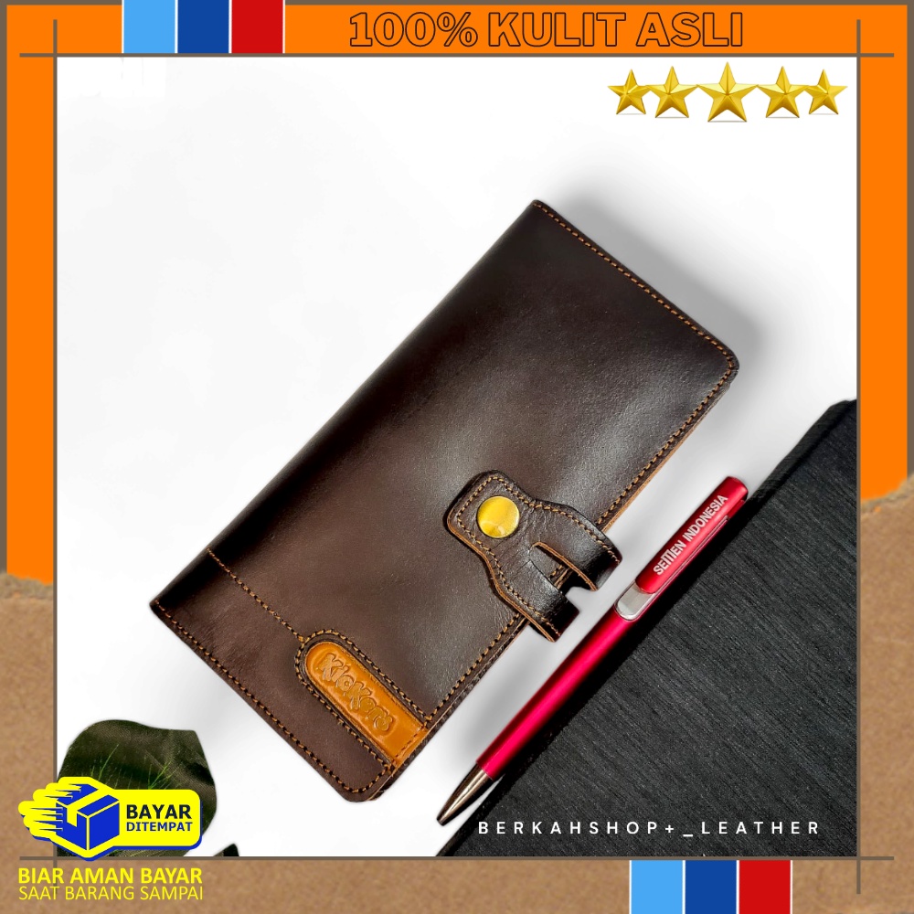 Dompet Wallet Lipat Panjang Pria Cowok Wanita Kickers Kicker Full Kulit Sapi Asli Garut Ori Original