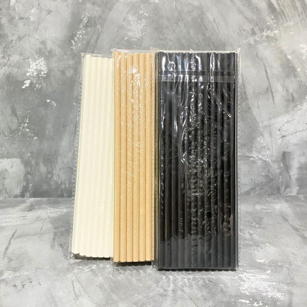 Sedotan Kertas Polos Ukuran 6mm Paper Straw