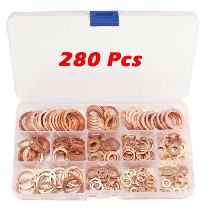 

MKKK Ring Baut Gasket Bolt and Nut Flat Ring Tembaga M5-M20 280 PCS LH22SU