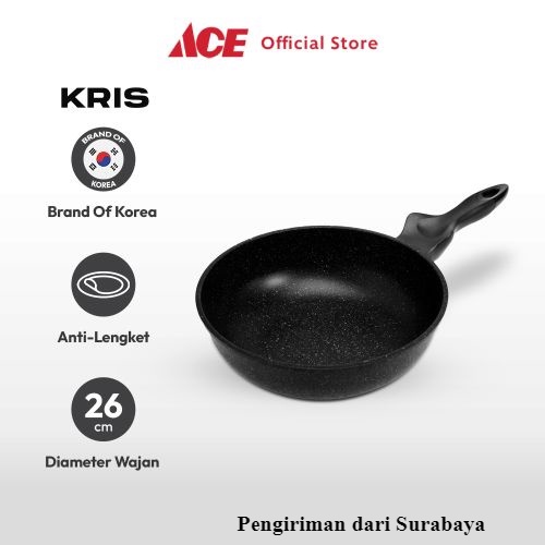 Krischef 26 Cm Wajan Penggorengan Marbel Anti Lengket Drm-W26 Pan Wok Anti Lengket Non Stick Teflon 