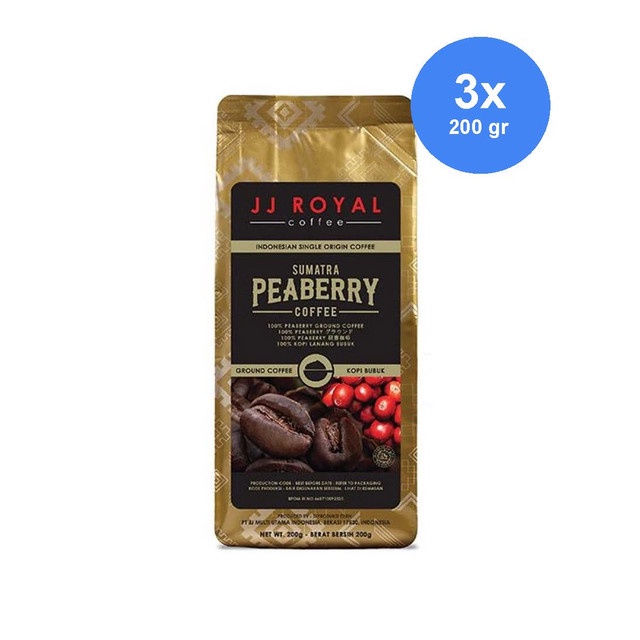 

JJ Royal Coffee Peaberry Sumatra Ground Bag 200 gr x 3