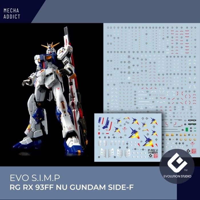 EVO SIMP Water Slide Decal RG RX 93FF NU GUNDAM SIDE-F Fluorescent