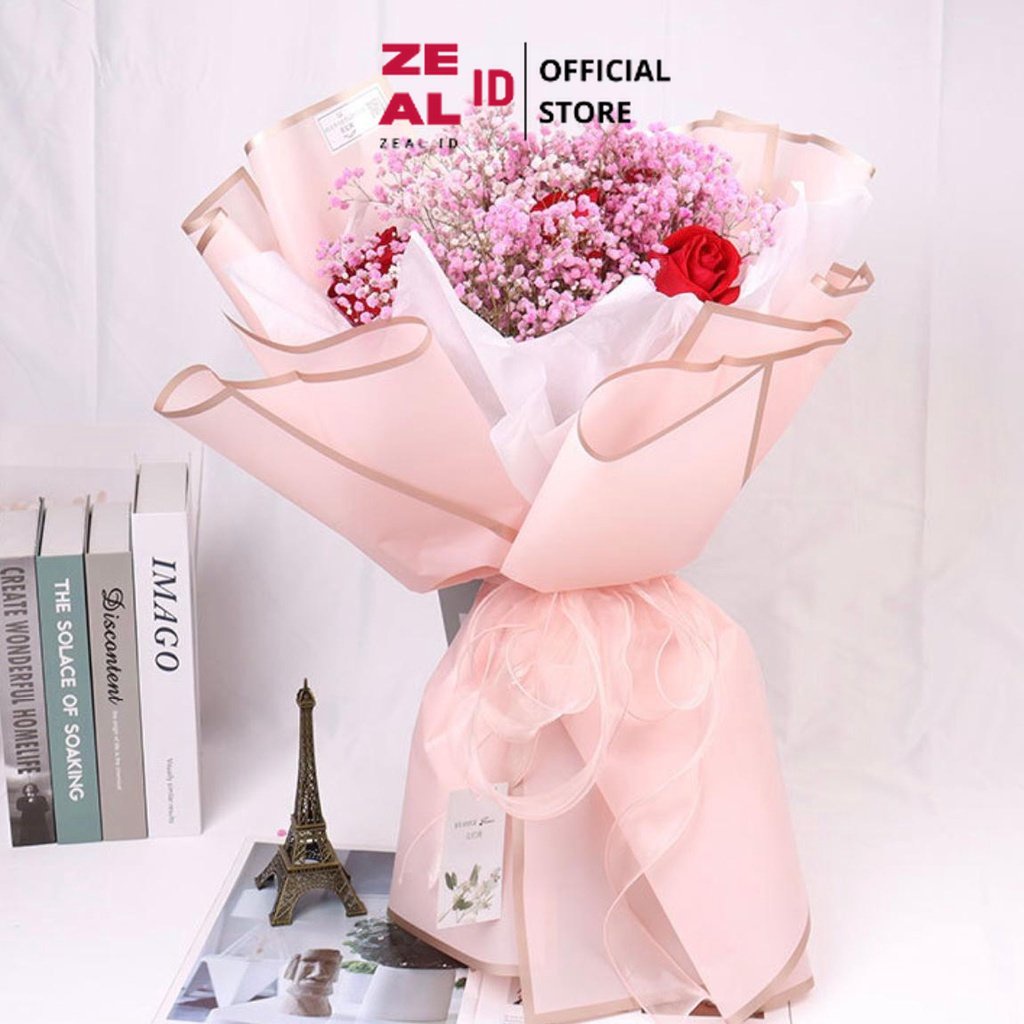 

ZEAL-ID - FL5 LIS 5Lembar-Kertas Bunga Buket Transparan List Emas/Kertas Buket Bunga Florist Cellophane