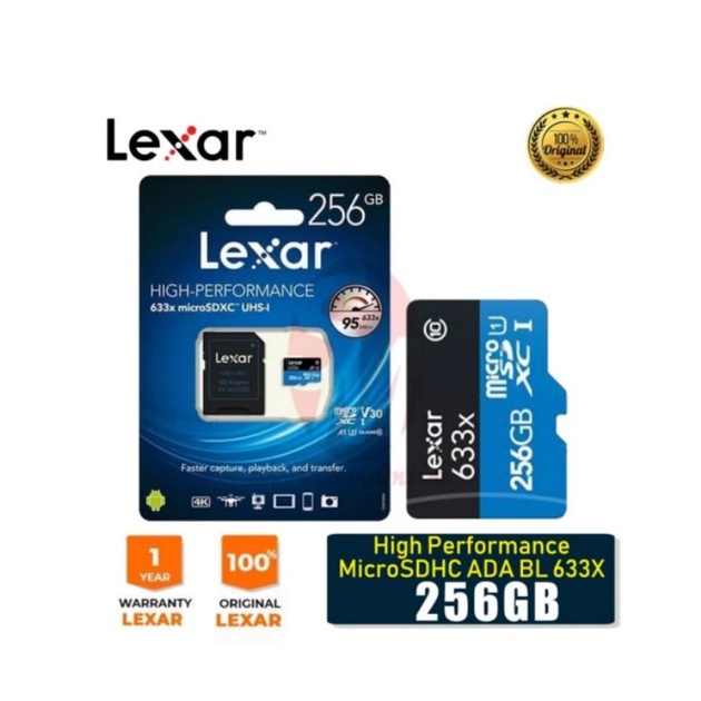 MEGA SALE MEMORI MEMORY Micro SD Lexar High Performance Memory 256GB 256G 256 GIGA FOR HP CAMERA
