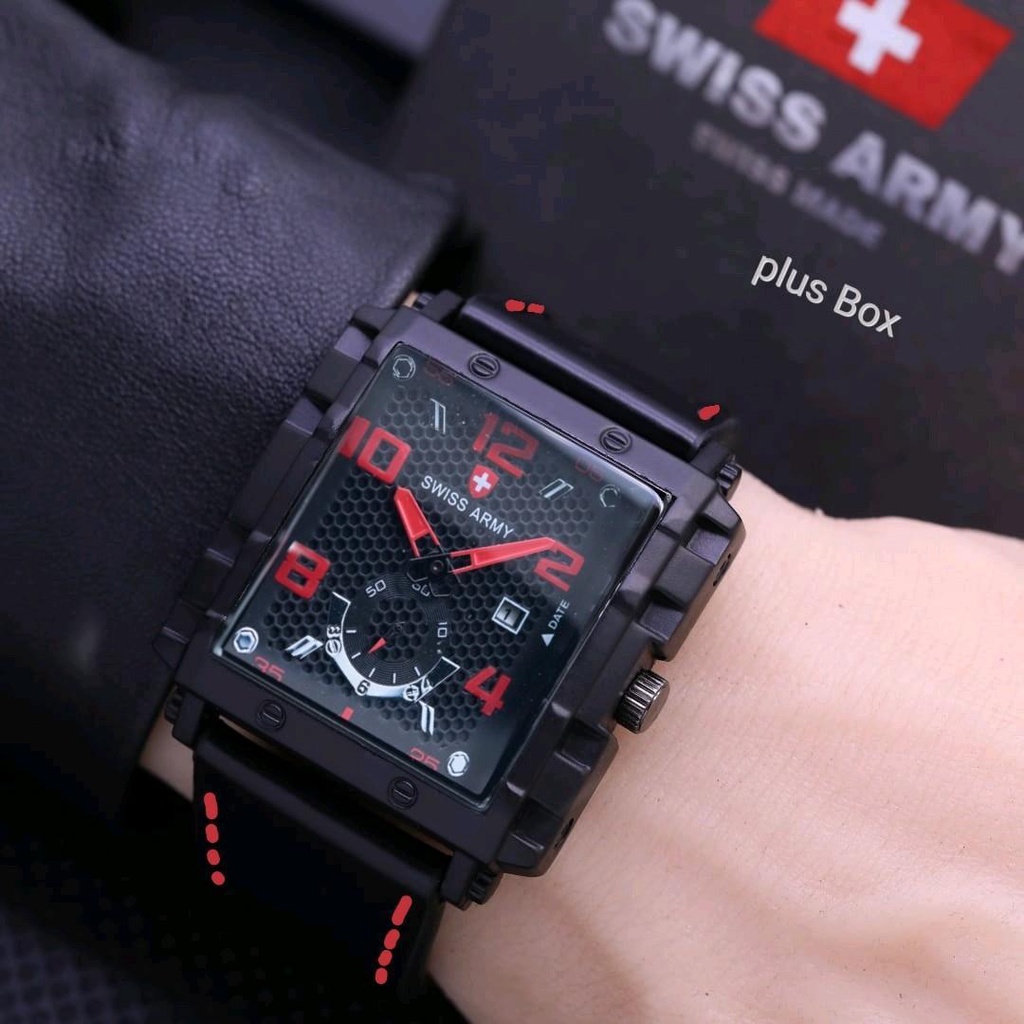 Jam Tangan Pria SWISS 4RM1 Analog Detik Bawah Tali Kulit Diameter 4,5 cm