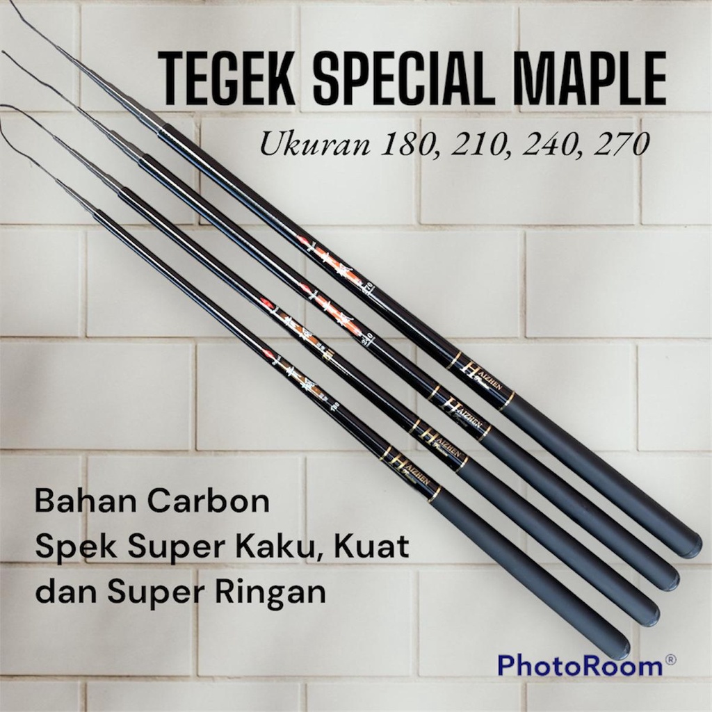 Joran Tegek SPECIAL MAPLE Ros Pendek dengan Bahan Carbon Kuat, Kaku dan Ringan Cocok Buat Ikan Mikro