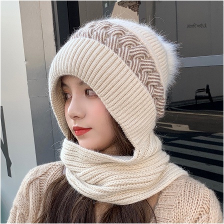 COD Topi Kupluk Syal Wanita Musim Dingin / Winter Hat Bisa Jadi Hijab