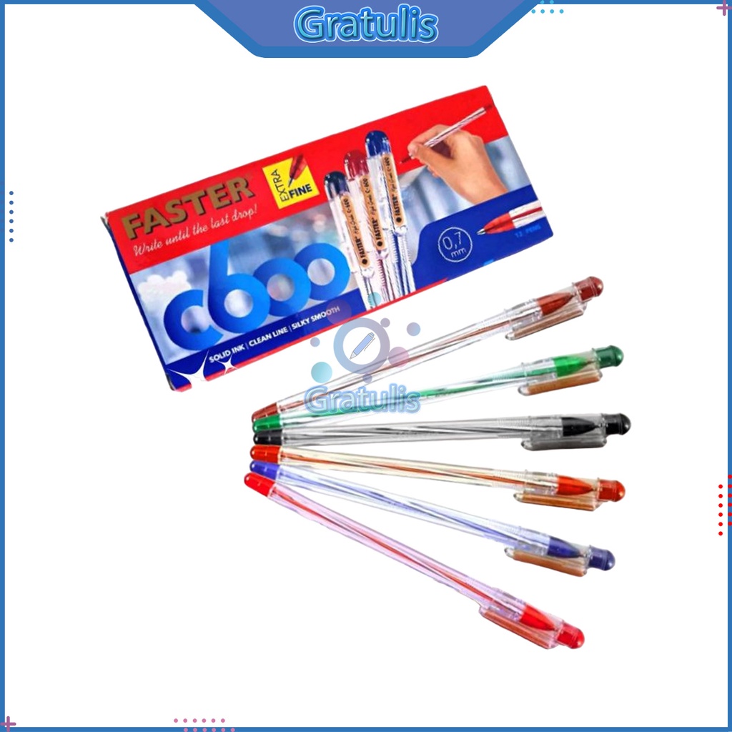 

PULPEN FASTER [C600/12 PCS] / BALLPOINT PENA PEN TINTA WARNA HITAM [1 PACK] / PENA 1 LUSIN / BULPEN 1 PACK / BALL PEN 1 BOX / BOLPEN 1 PAK
