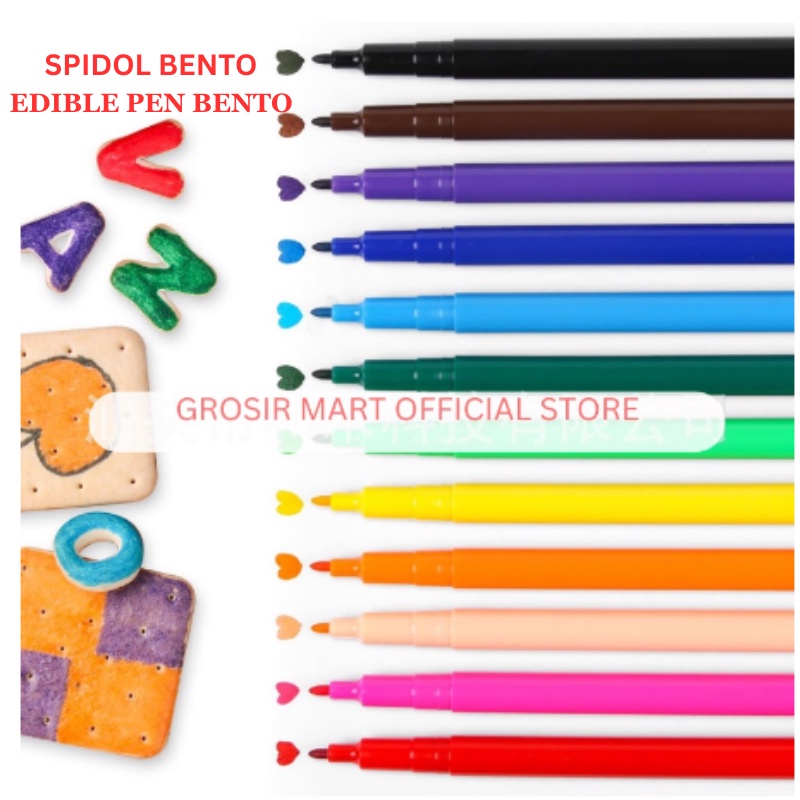 

GM Isi 12 Spidol Bento Pensil Bento Dekorasi Hias Bento Hias Roti Kue 1 set isi 12 warna Edible Food Pen Edible Marker Dekorasi Bento Kue Baking Decoration