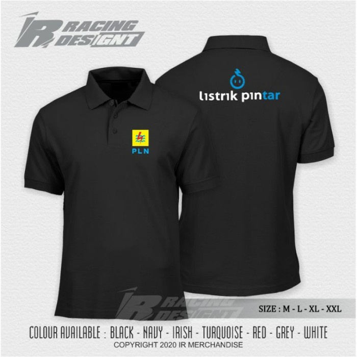 KAOS POLO KATUN BORDIR PLN LISTRIK PINTAR - Hitam, M