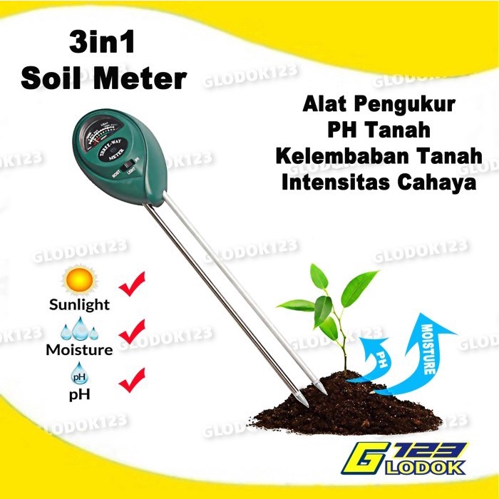 Digital Soil Analyzer Tester Meter Alat Ukur pH Tanah 3 in 1 - Tanpa Bubble -vv45