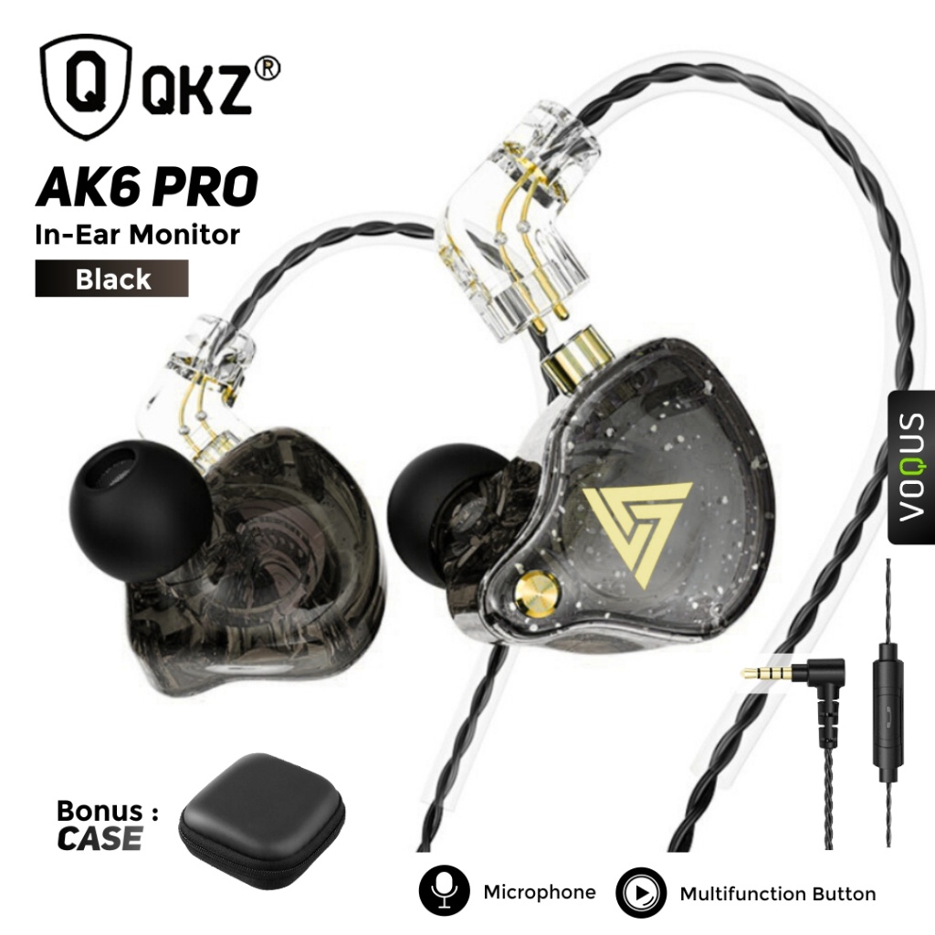 COD Earphone QKZ AK6 Pro Mic Bass In Ear Monitor Headset Detachable IEM