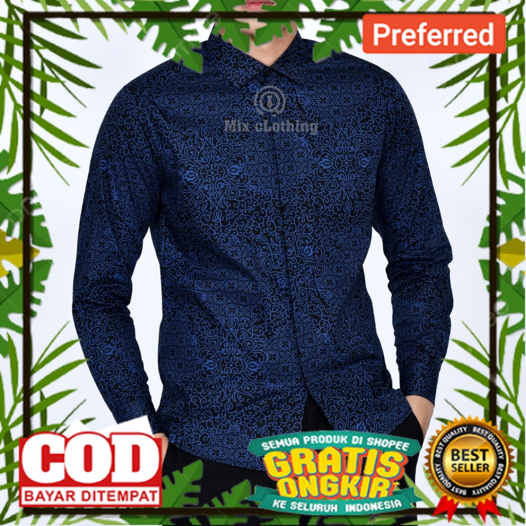 Baju Kemeja Batik Pria Slimfit Kemeja Lengan Panjang Slim Premium Kode 2020// MODEL BARU BATIK SEMUA