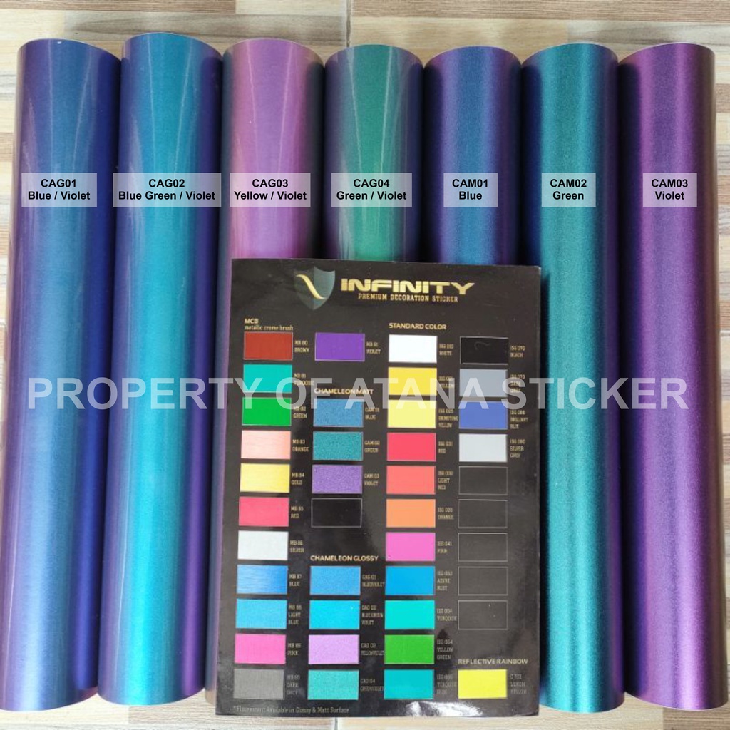 Skotlet Bunglon Glossy Doff Scotlet Chameleon Kilap Dop Stiker Aurora Pelangi Sticker Meteran Decal 