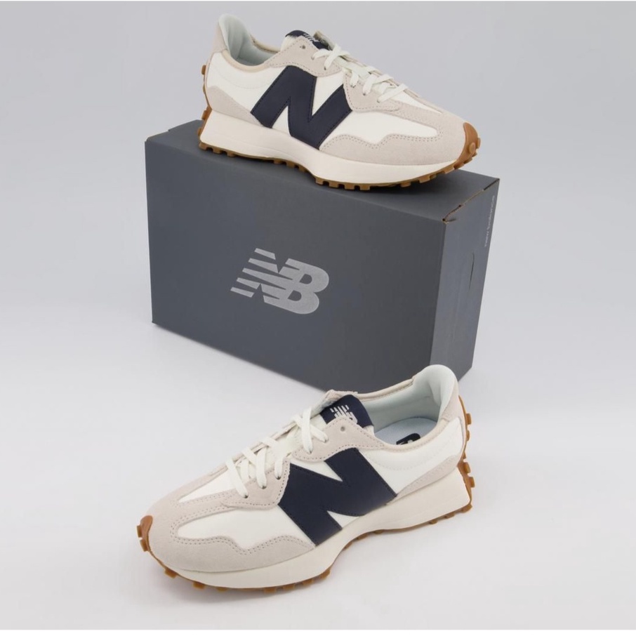 SEPATU SNEAKERS PRIA NEW BALANCE 327 CREAM NAVY ORIGINAL 100% BNIB
