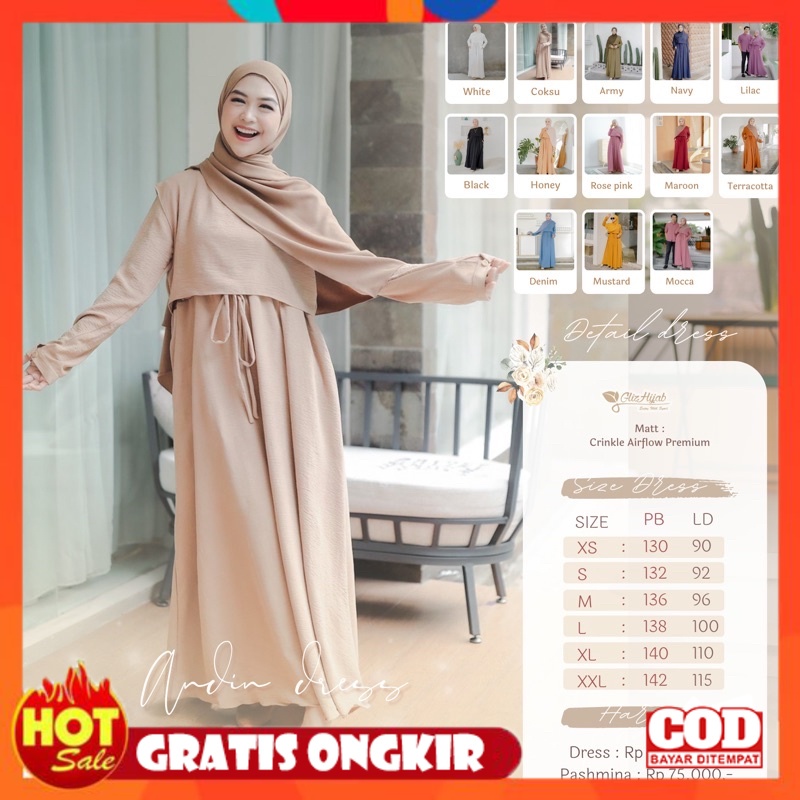 KAIN ADEM HALUS TEBAL / GlizhHijab - Andin X Ria Ricis | Fashion Muslim Terbaru Gamis Busui / Non Bu