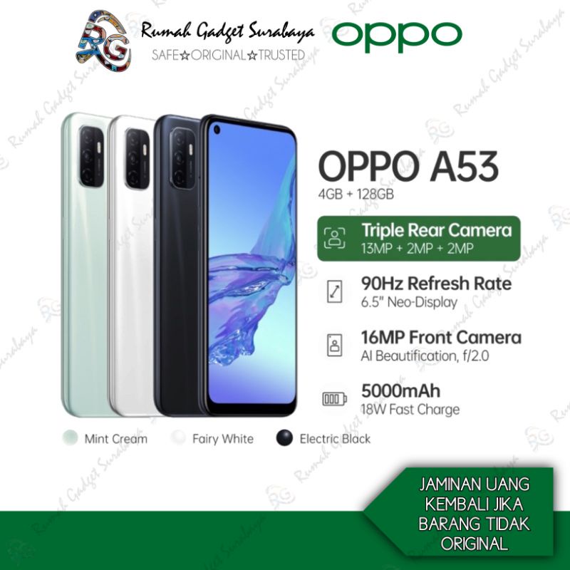 OPPO A53 Ram4/128Gb New Segel 100%Original &amp; Bergaransi Resmi Oppo Service Center