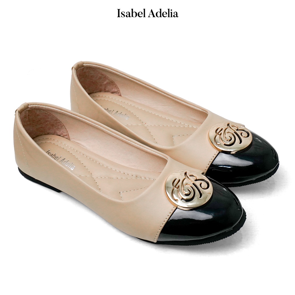 Isabel Adelia Sepatu NEOMA Flatshoes Wanita Hitam Cream Mocha