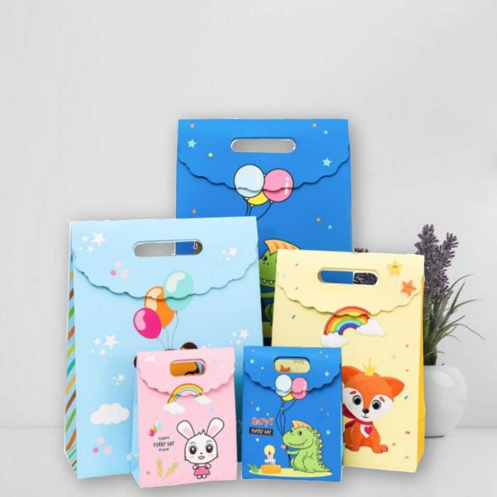 COD - 6041 Goodie Bag Karakter Animal / Tas Ulang Tahun Lucu / Tas Bingkisan Ulang Tahun / Paper Bag Bingkisan / Goodie Bag Lucu