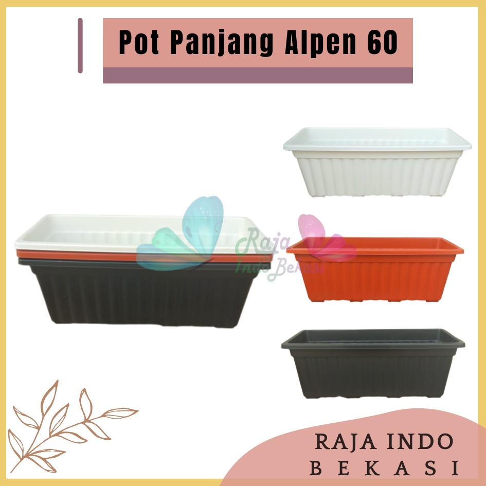 Pot Panjang Alpen 60 Putih Hitam Coklat Merah Bata Pot Bunga Segi Panjang 60cm 70cm  Pot Panjang Pla