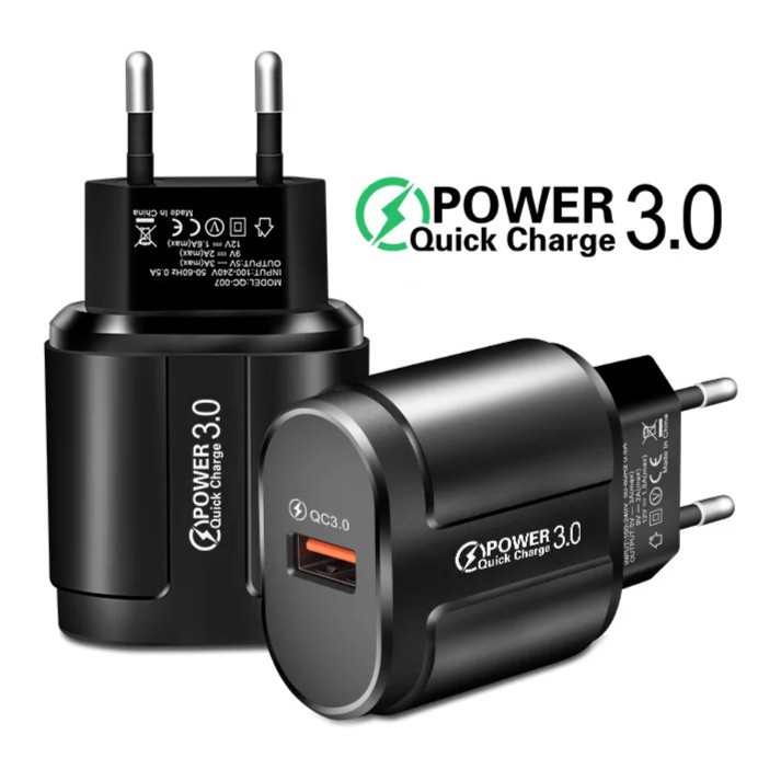 Kepala Charger Fast Charging QC 3.0 3A 18W EU Plug Android Iphone