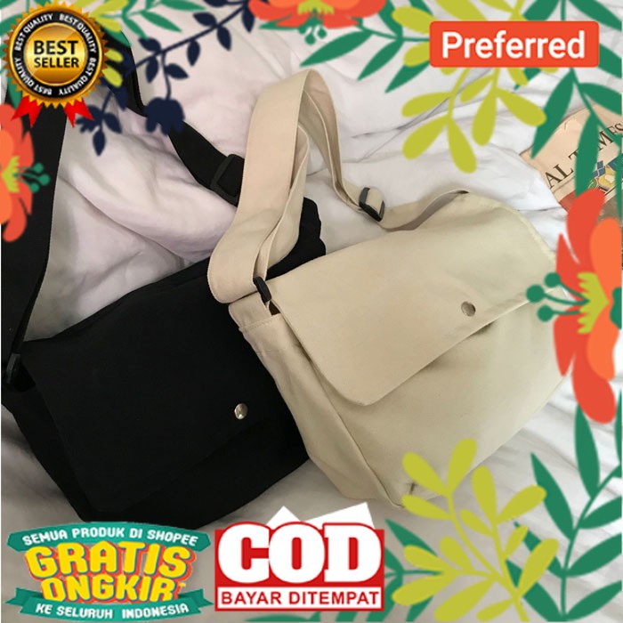 Sling Bag Tas Selempang Canvas Classic Canvas Wanita Outfit Casual Trendy Slingbag Cewek OOTD Wanita