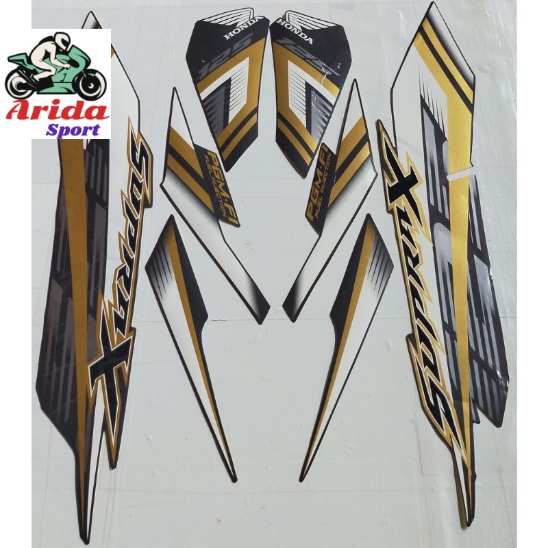 striping supra x 125 fi stiker honda supra x 125 fi cw 2022 2023 full hitam gold doff