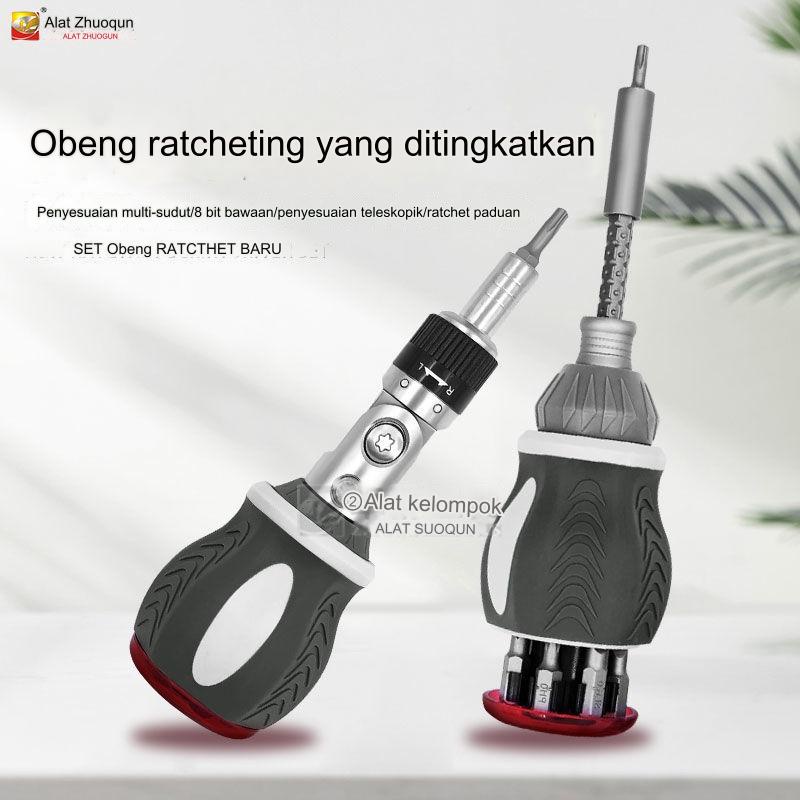 Obeng Roda Bergigi Searah Ditingkatkan, Set Obeng Multifungsi Semi Otomatis Sudut/Silang dan Lurus u