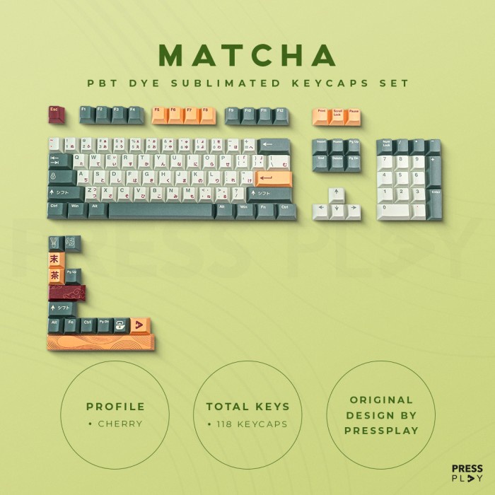 MATCHA PBT Dye Sub Keycaps by Press Play