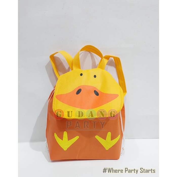 

[[ WSH - BEST SELLER ]] Spunbond Ransel Animal Tutup/Goody Bag Ransel Animal/Kantong Ultah - Bebek