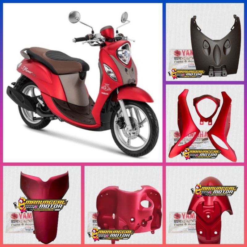 Paket Full Set Body Halus bagian depan Fino Grande 125 Merah Doff (7pcs) Original Yamaha