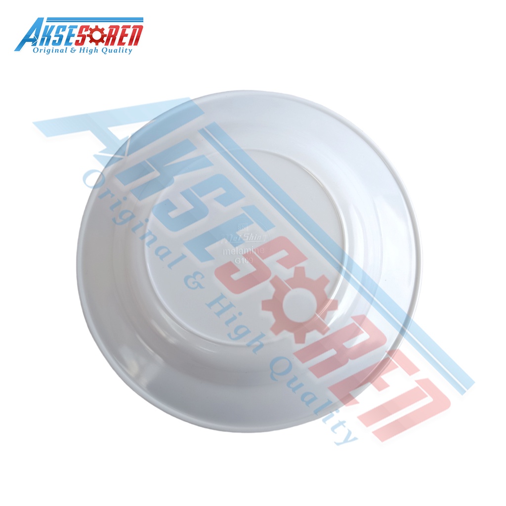 Aksesoren Piring Putih Bulat Meishing [1 Pcs] / Perlengkapan Makan Melamine / Wadah Tempat Nasi Maka