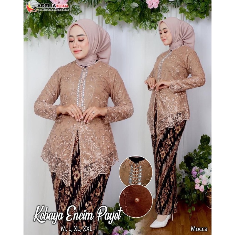 Saudah Kebaya - Encim Tille Busui Full Payet Mewah Modern One Set Rok Plisket Batik