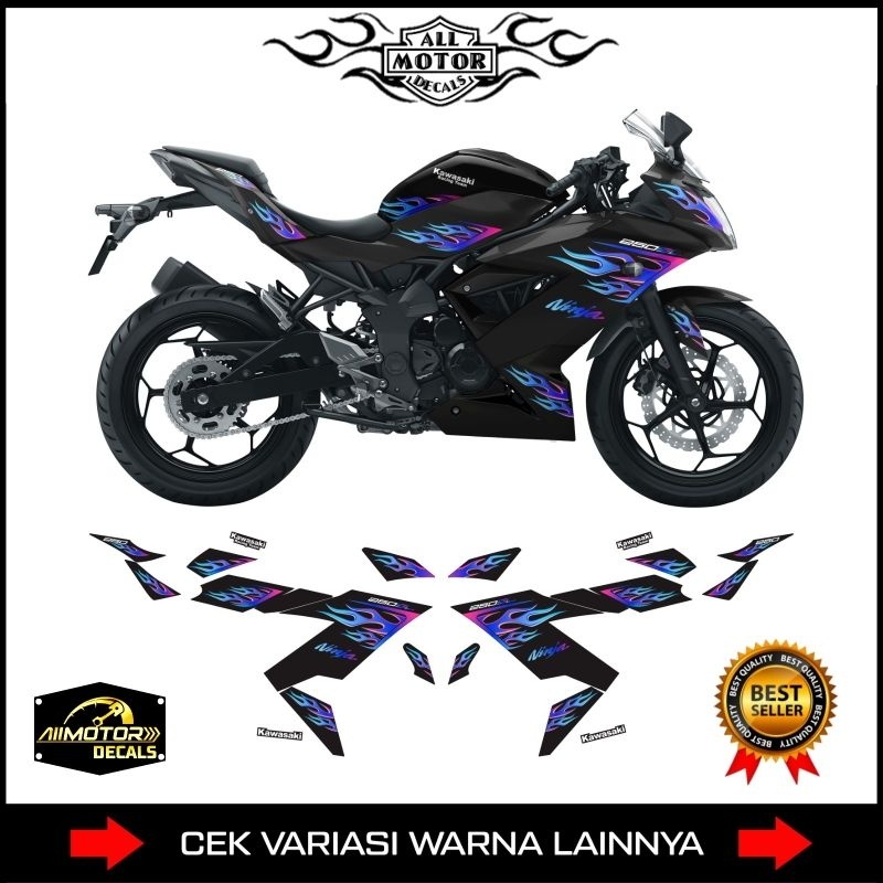 Striping Motor Ninja 250 Mono SL Motif Api Rainbow / Sticker Kawasaki Ninja Mono / Decal Motor Ninja