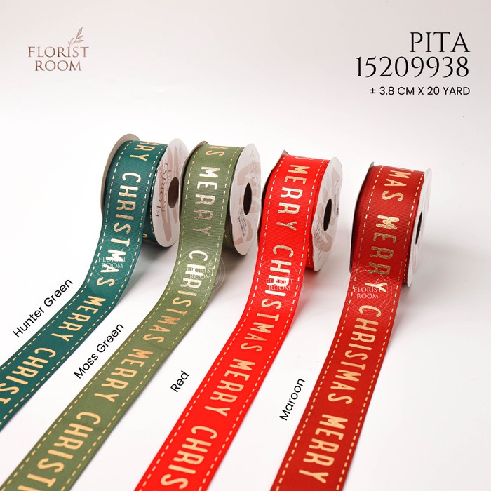 

Pita 15209938 ±3.8cm x 20yard - Pita Grossgrain Merry Christmas - Moss Green