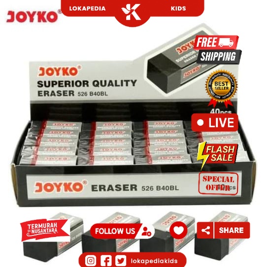 

PENGHAPUS STIP KECIL JOYKO HITAM / PUTIH EB 40 [PACK- 40 PCS]