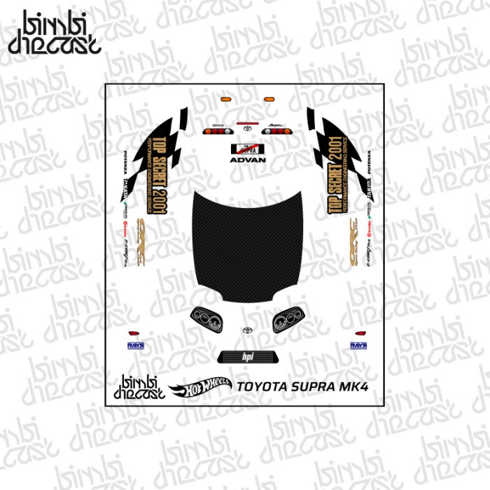 Decal Stiker HW 1/64 Toyota Supra Top Secret 2001 Transparan